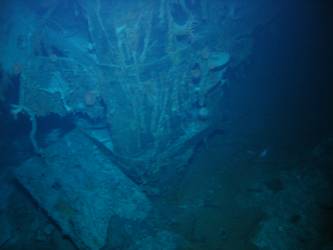 Corner of what could be section of deck house